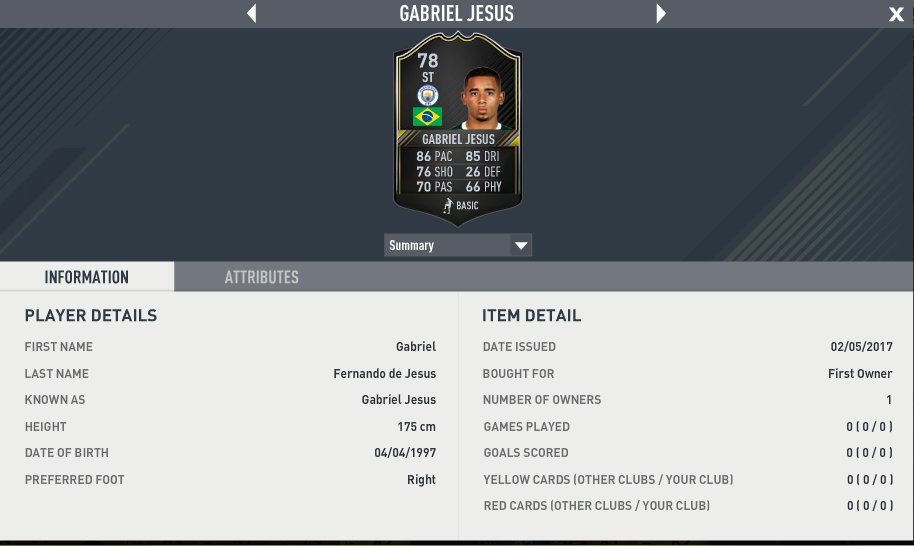 MartinTandal's tweet photo. @NepentheZ Winter OTW SBC Untradeble G.Jesus! https://t.co/X1a6bvl9US