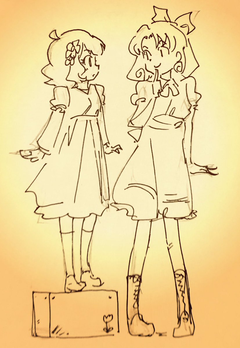 桶p Na Twitteru 今日の桃子ちゃんセンパイ とまつりさん のラクガキ センパイ 140cm とまつりさん 163cm の身長差が推定 cmの踏み台をもってしても埋まらないと言う事実はいつもワクワクする と思って描いてたけど これは門司センセーのイラストでも周知の事