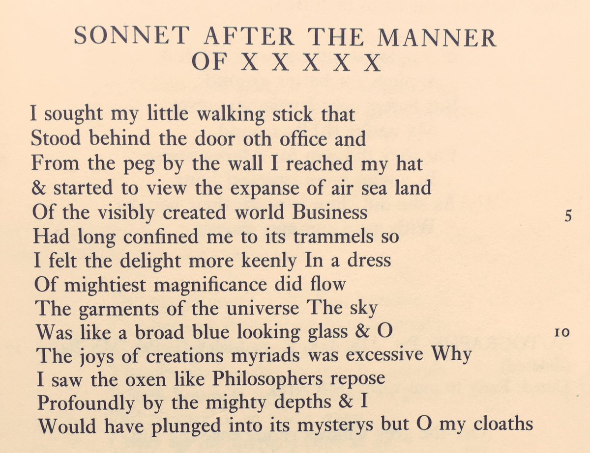 John Clare's 1821 parody of William Wordsworth. Clare hated enjambment (among other things).
