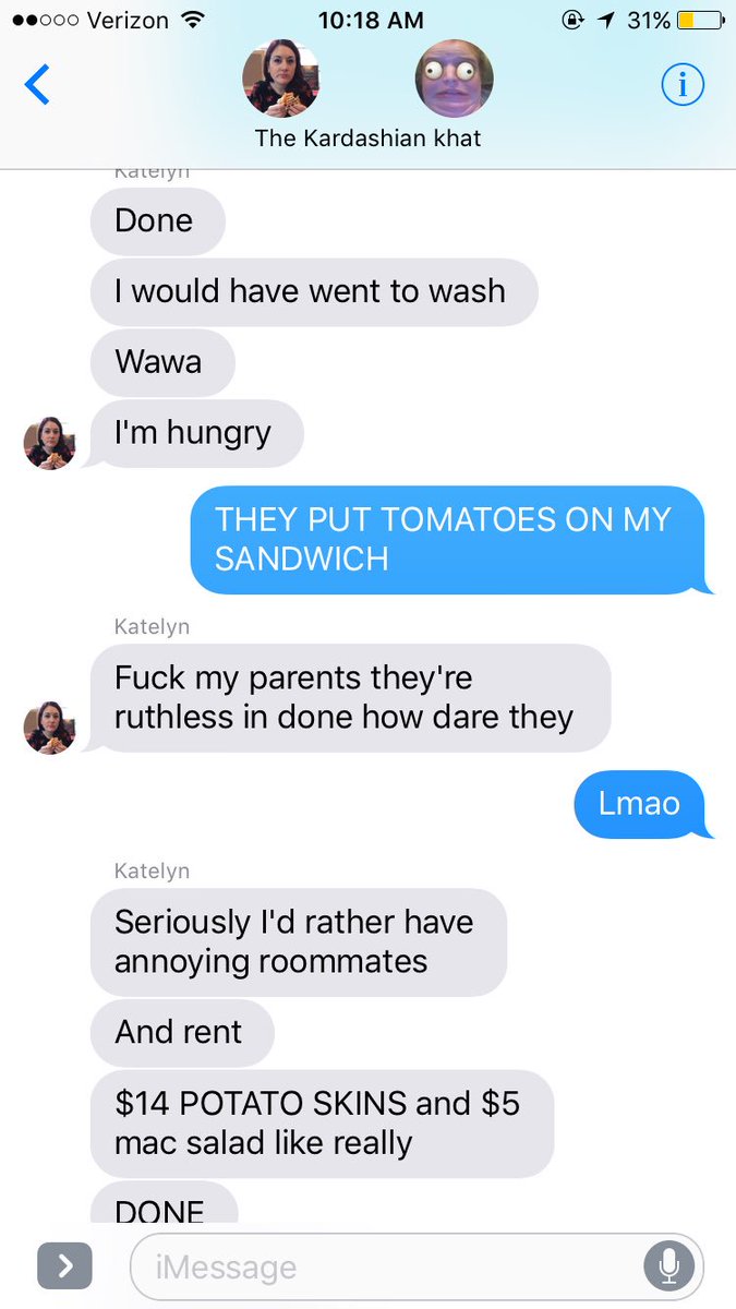 JuliaAlican's tweet photo. When @Schmatelyn4 has a meltdown at 3am over her potato skins https://t.co/RgJSpzQHUg