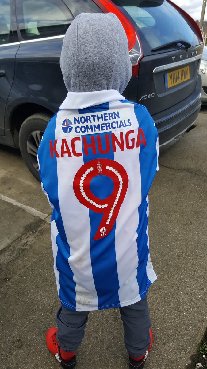 aliceeehey's tweet photo. @htafcdotcom one little boy over the moon with his idols shirt! Thank you so much @ekachunga15 that is a moment he will never forget! https://t.co/5roRY0d7JT