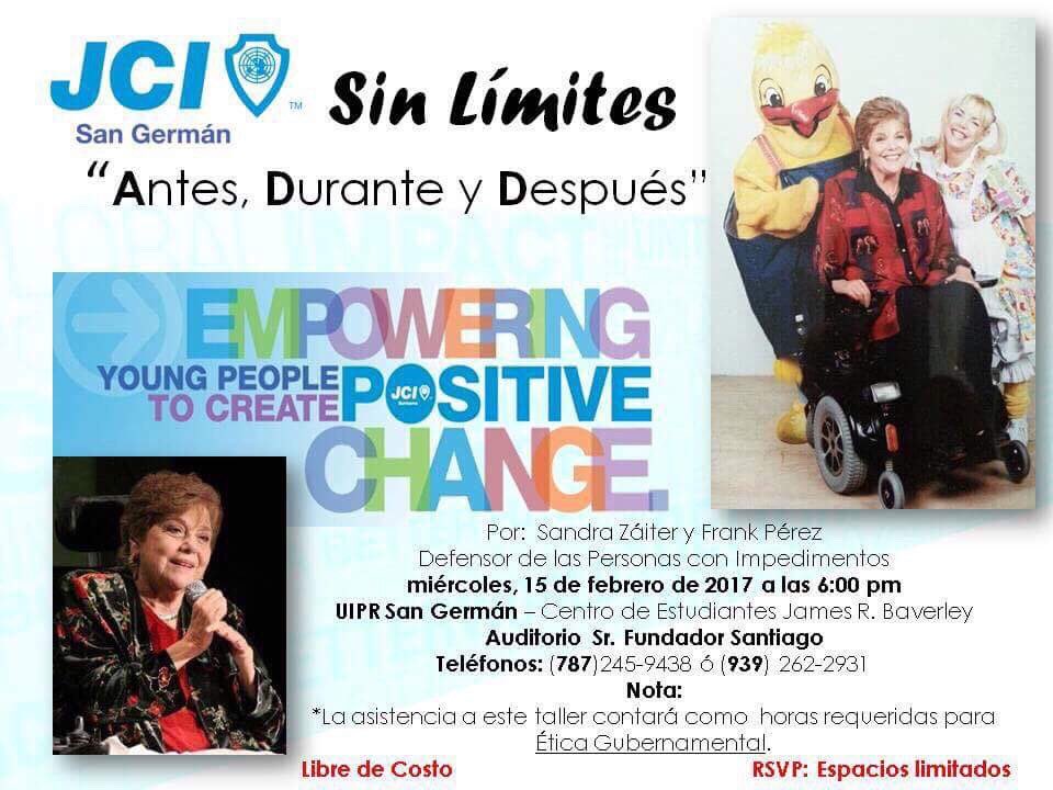 yannekat's tweet photo. @WapaTV JCI San Germán te invita al taller Sin Límites Antes Durante y Después miércoles 15 de febrero de 2017 a las 6:00pm https://t.co/KNmmWRbEtY