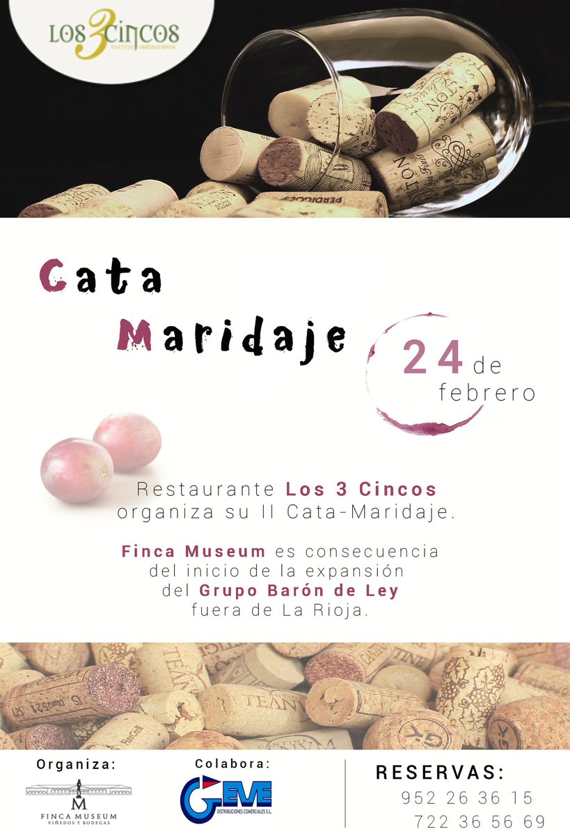 ¿Te perdiste la última Cata-Maridaje de Los Tres Cincos? No te preocupes, el 24 de febrero tienes otra oportunidad. Seguiremos informando...