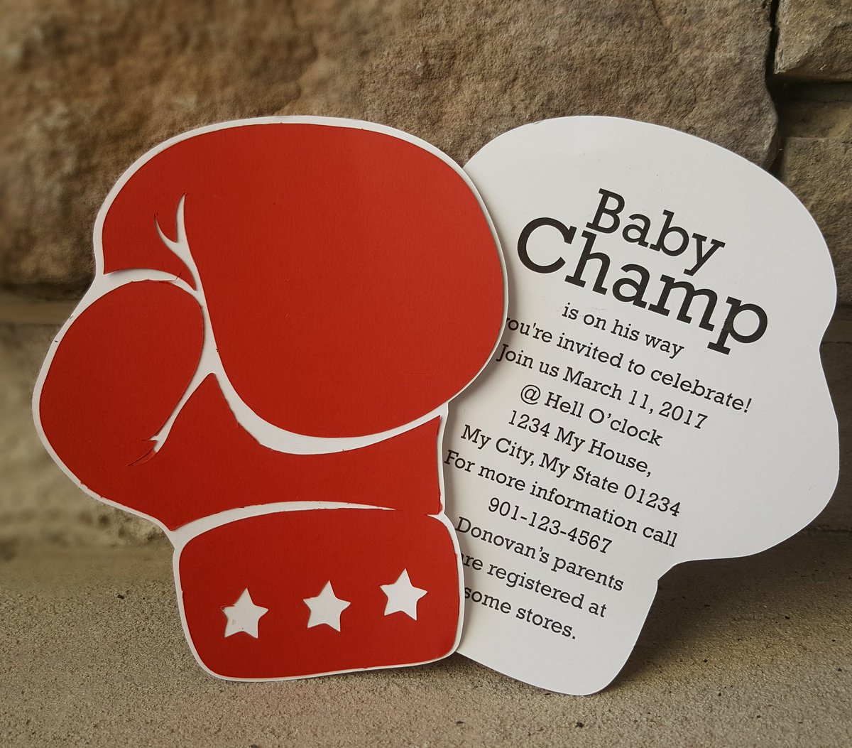themojomonkee's tweet photo. Custom baby shower invites! #BabyChamp #BoxingTheme #BabyShower #BoxingGlove #TheMojo Monkee #Shareable #Stationery https://t.co/PSPC9uCJTX