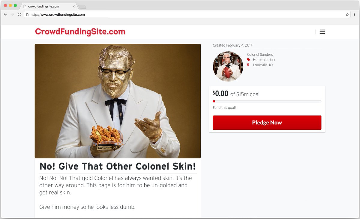TheRealColonel's tweet photo. @kfc I am going to make a crowdfund account to make you less shiny, and therefore better. https://t.co/JUmEFYtmn9