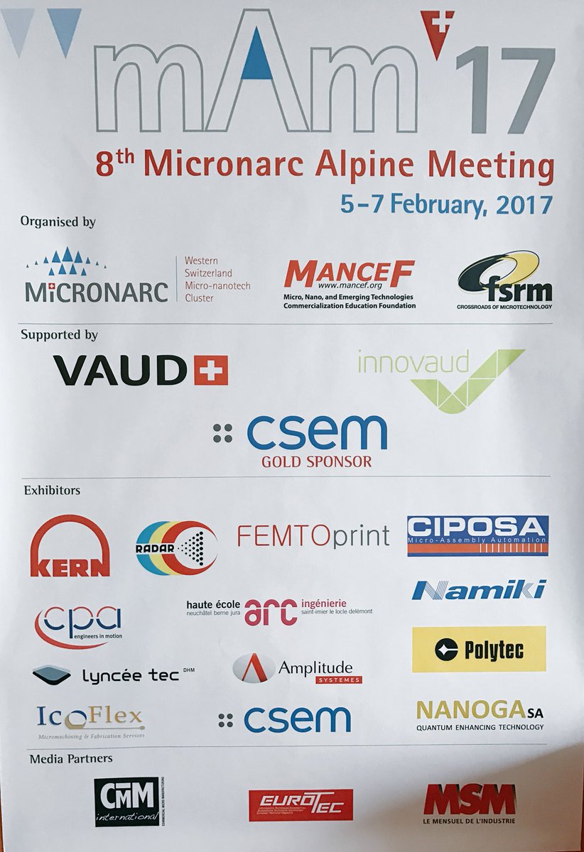 We're in Villars and ready to go for #mam2017. A huge thanks to our supporters and partners! <a href="/CSEMInfo/">CSEM</a> <a href="/EtatdeVaud/">Etat de Vaud</a>  mam2017.ch