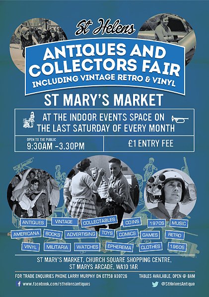 St Helens Antiques &amp; Collectors Fair Sat 25th Feb 2017 from 09:30-15:30
FREE Parking, FREE WIFI
bit.ly/2jPy1WH