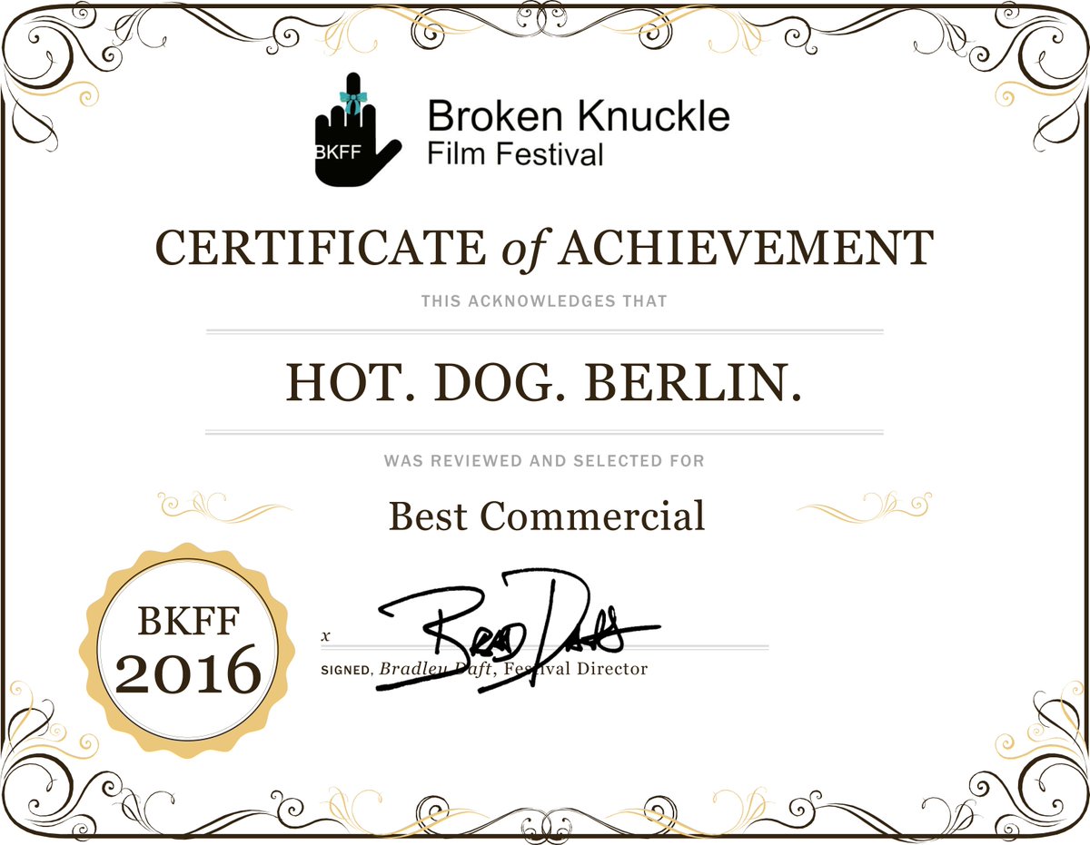 tobywulffberlin's tweet photo. Yayyy! Best Commercial Award at the @BrokenKnuckleFF https://t.co/SAUworX7bi #filmfestivals #Awards #funnycommercial https://t.co/SAUworX7bi https://t.co/zFdQWwA2vy