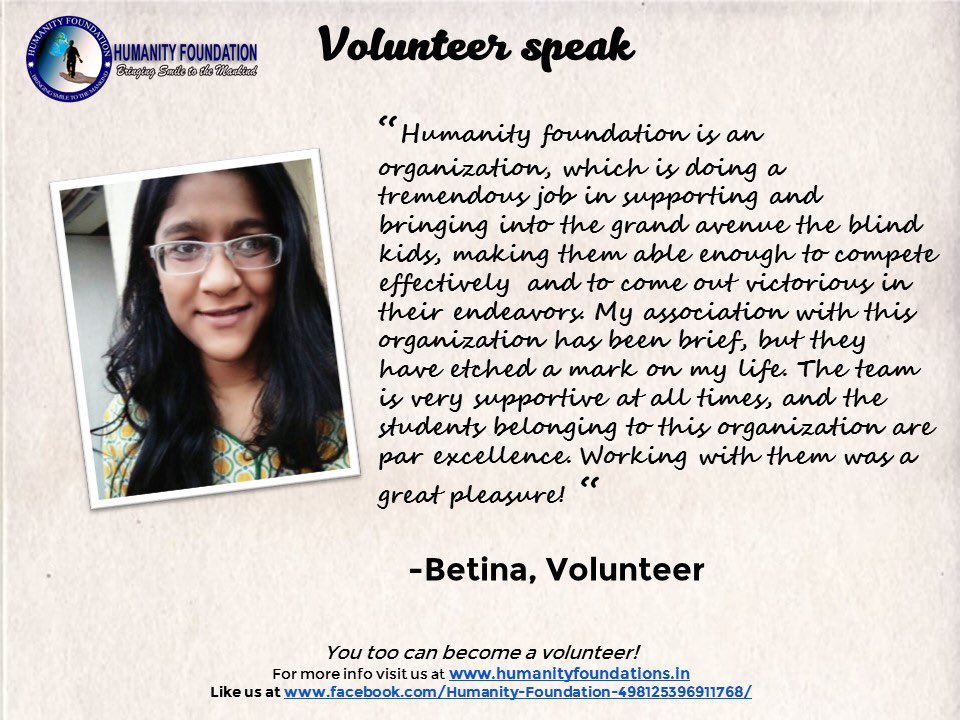 HF_BlindHome's tweet photo. #VolunteerSpeaks. #dosomething and #giveback to the society.
#VolunteerForUs by visiting: https://t.co/hnGYyREC1Z https://t.co/3Z1lH4nYL6