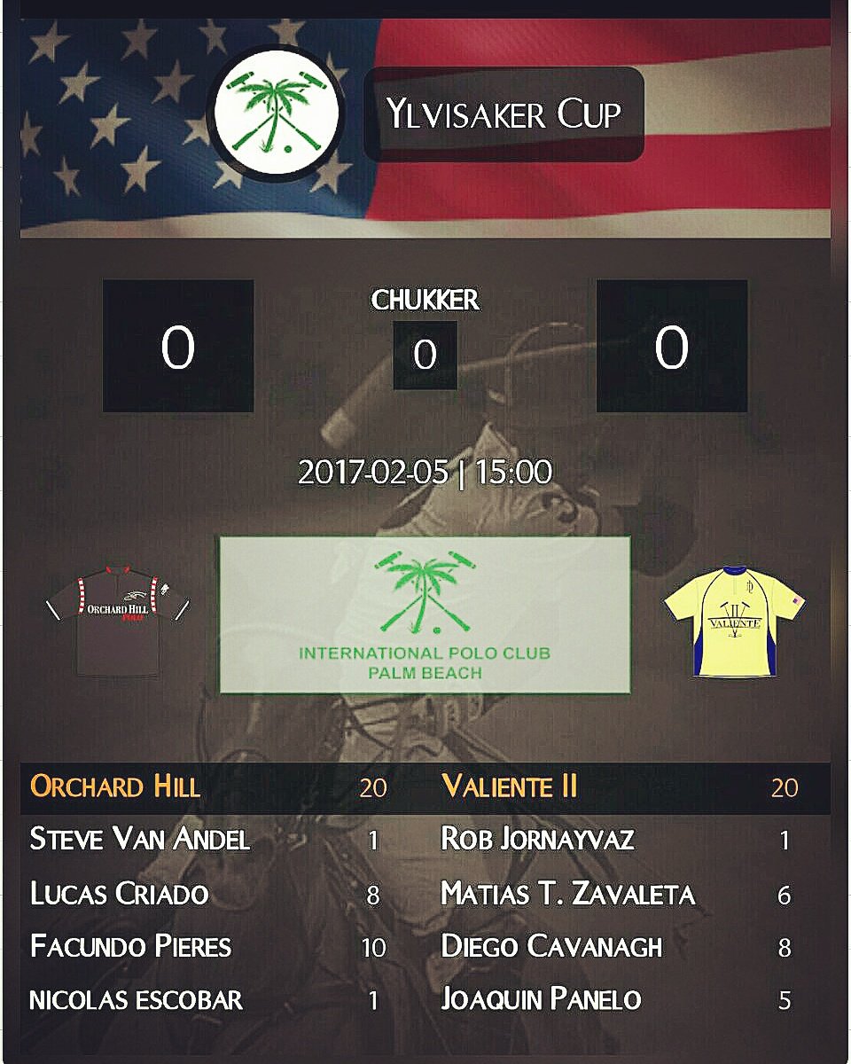 ChukkerApp's tweet photo. #Lineup #OrchardHill vs #valienteII
#date6 - 3rd #polomarch 
2017 #Ylsivakercup @PoloAssociation @intlpoloclub 
Follow with, @chukkerapp! https://t.co/xAy0TcMEZe