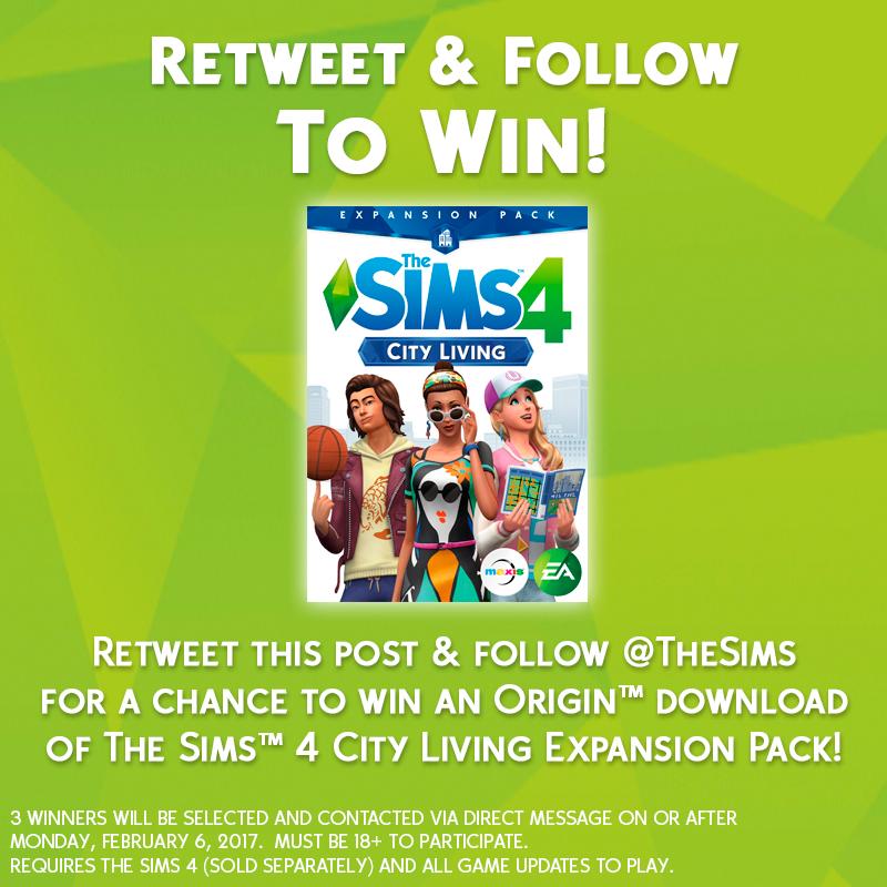 TheSims's tweet image. Our final #TheSimsAnniversaryGiveaway is the The Sims 4 City Living Expansion Pack! RT &amp;amp; Follow for a chance to win!