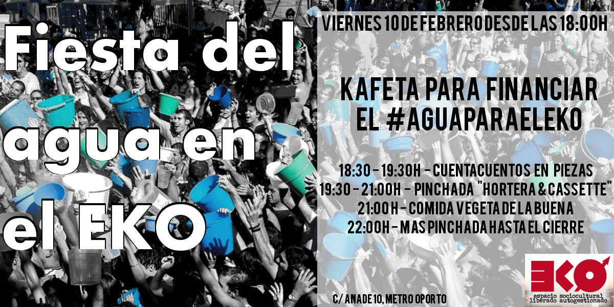 EKO_Carabanchel's tweet photo. Antes de dar carpetazo al domingo recuerda que próximo viernes necesitamos lluvia de autogestión para llevar a cabo proyecto #AguaParaElEko https://t.co/3QuCoseSJ8