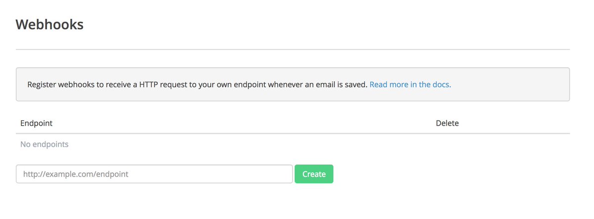 maildeveloper's tweet image. Cool new stuff for paid users: Webhooks!