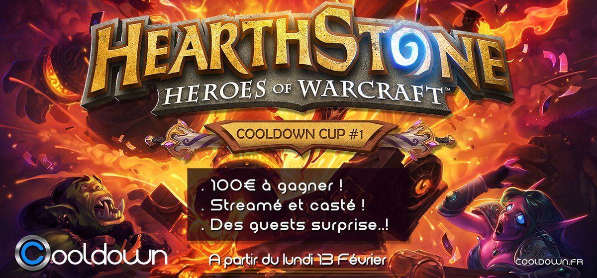 CooldownHS's tweet image. Plus que 10 places de disponibles pour participer à notre 1er tournoi #Hearthstone avec un cash prize de 100€ !! 

cooldown.fr/tournois/heart…