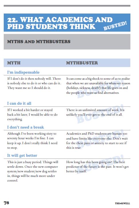 ithinkwellHugh's tweet image. Challenging some academic myths @BristolUniASD:  
I&apos;m indispensable 
I can do it all 
I don&apos;t need a break 
It will get better