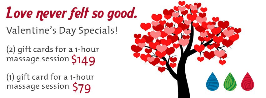 MassageCp's tweet photo. #ValentinesDay is near! Is there a better gift than getting a massage together? Nope! Check out our V-Day specials! #ValentinesDayGiftGuide https://t.co/JHXbG7CFX3