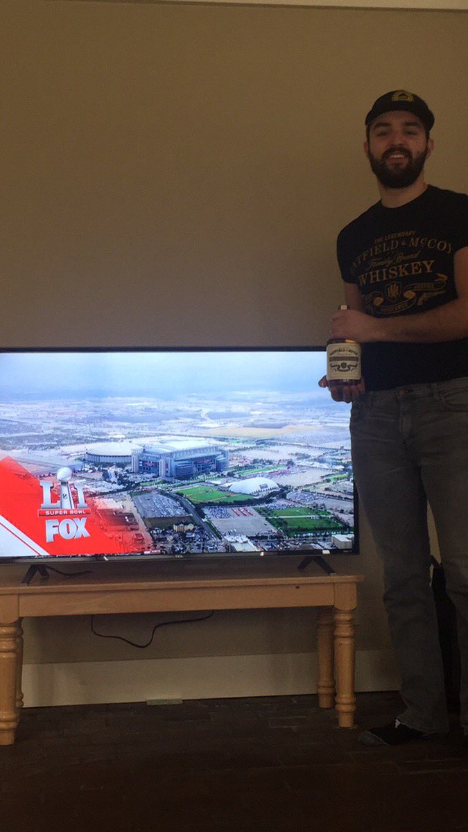 Someone is #SuperBowl ready with his <a href="/thelegendaryhm/">Hatfield & McCoy</a> ...who are you rooting for tonight?! #replytweet