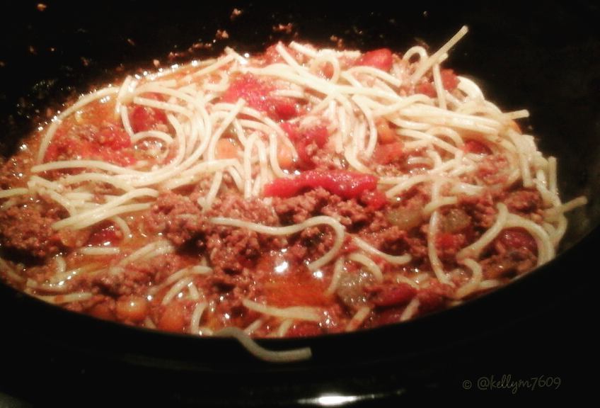 dancingvalentin's tweet image. It&apos;s #superbowlsunday and #spaghettisunday at our house. My son made this in the slow cooker!