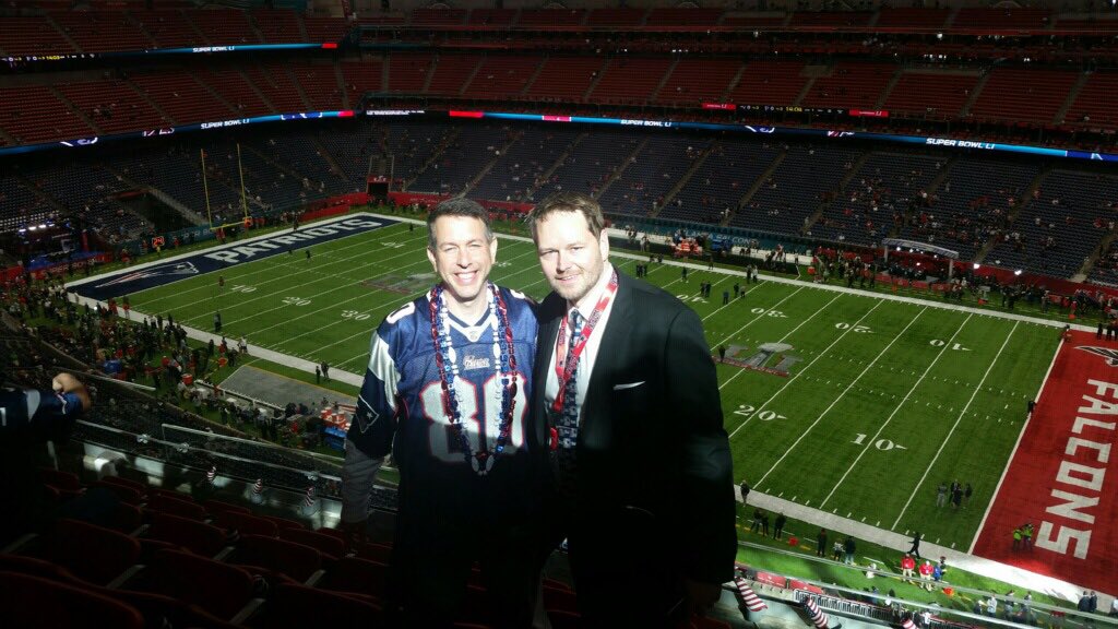 The sun shines on Pats fans at the Super Bowl even when the roof is closed. #SB51HTX