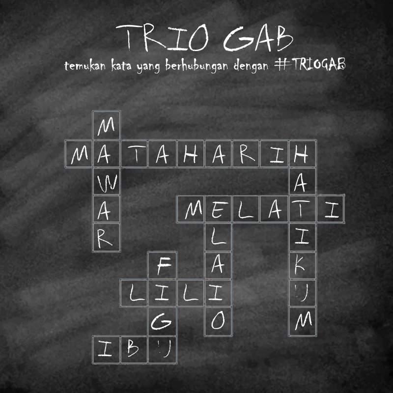 OfficialAdipati's tweet photo. #GAMESGAB Parapati ayo cari kata yang berhubungan dengan @Gamma1_band @Bagindas_ #TRIOGAB https://t.co/I3cjlECdOR