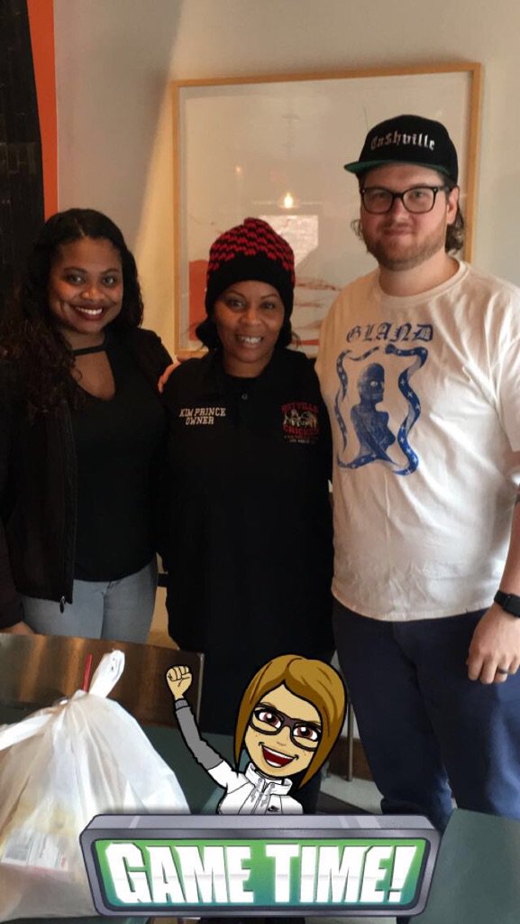 Hot Chicken Pros all the way from Cashville! Nashville! on Super Bowl Sunday! 💝 Tyler and Cherry