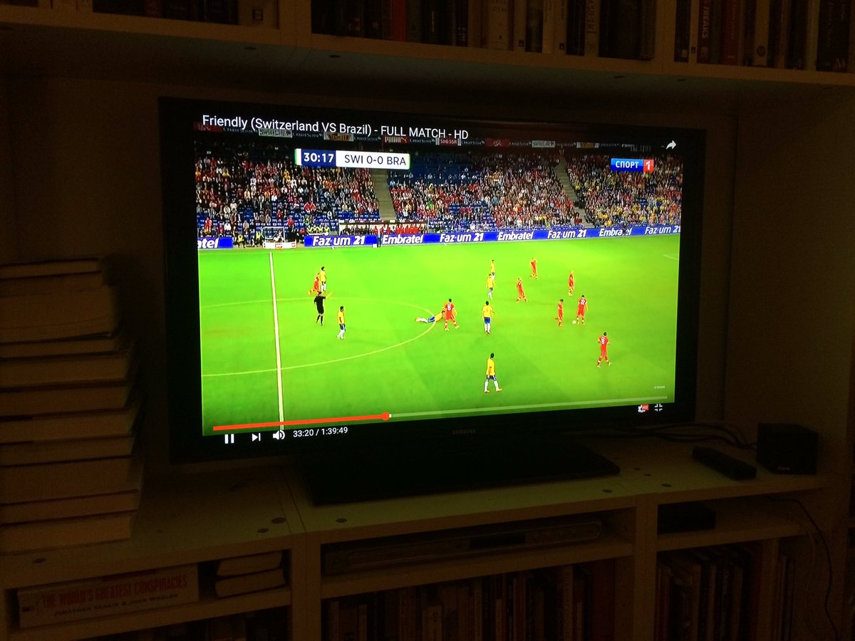 jsucher76's tweet photo. for some reason, S and N have decided it's a good time to watch a 2013 Switzerland vs. Brazil game, with Russian commentary. https://t.co/QbxzGG4DxV