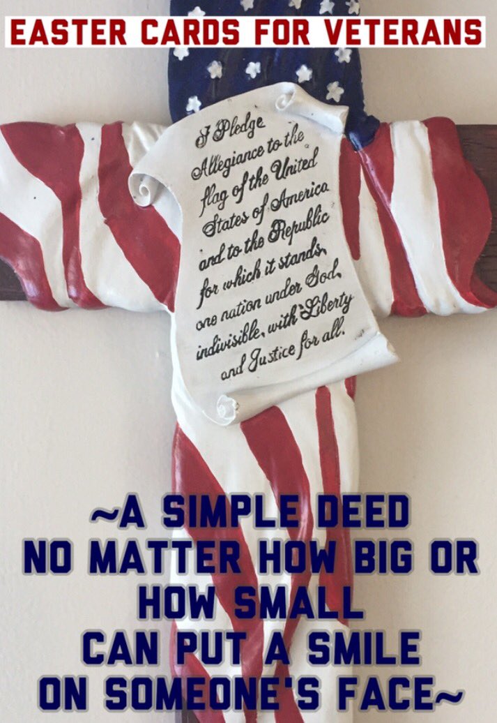 sharon4marie's tweet photo. PLEASE SEND AN EASTER CARD FOR OUR #Veterans at the #VA 
.@GatesRobin @The_Mad_Rebel @finy06 @missingdelta https://t.co/HQAMjN2RY4 https://t.co/6eCE1PXTcu