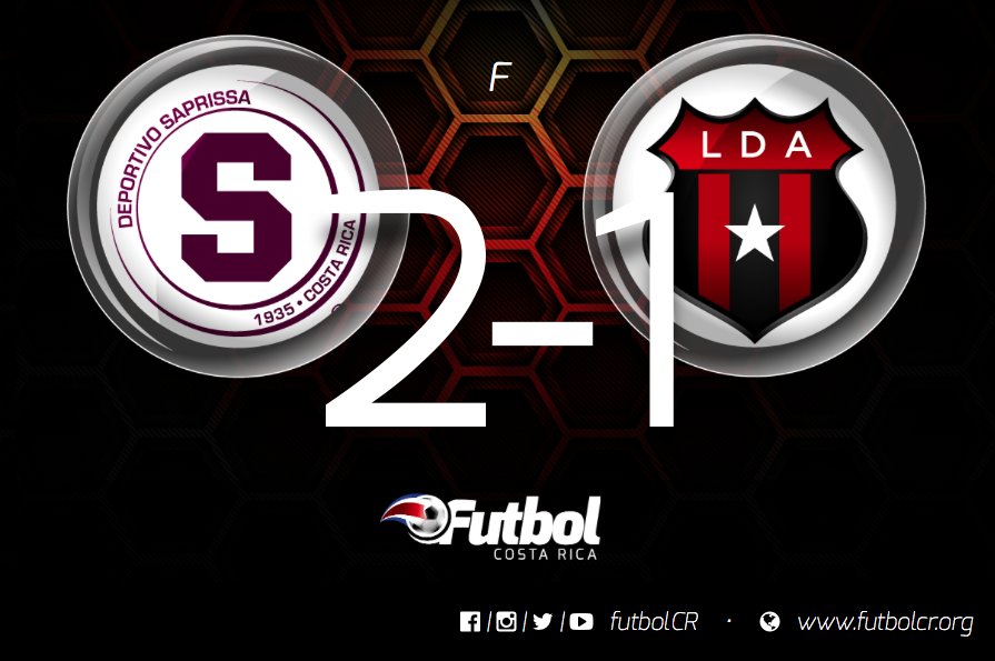 FutbolCR's tweet photo. #ClasicoCR #SAPvLDA 2-1
Con cabezazo de Julio Cascante, @SaprissaOficial gana a @ldacr y es tercero

Datos:
📊→ https://t.co/GHg2XctXqN https://t.co/4U4VNupOJp
