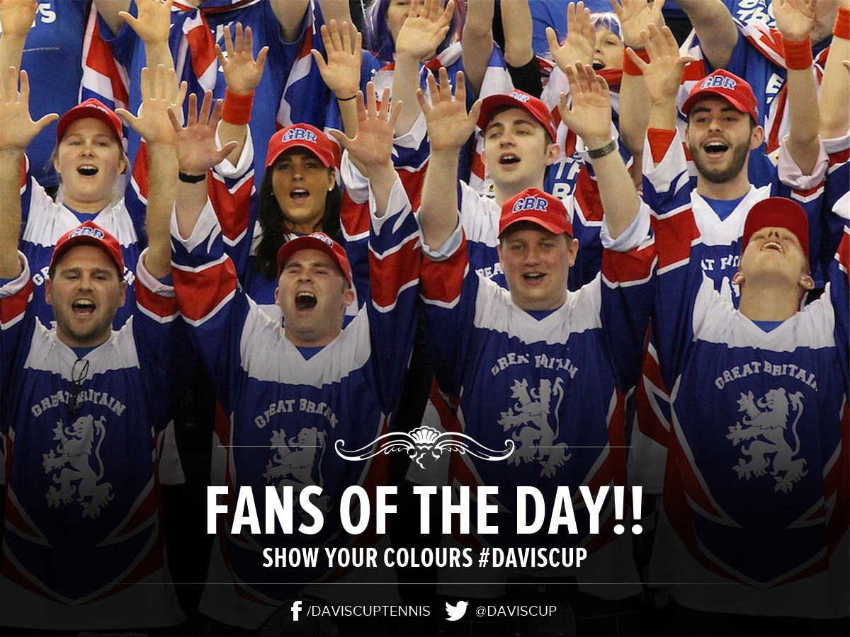 DavisCup's tweet photo. Sunday's #DavisCup #FansOfTheDay are the @StirBarmyArmy! They are a group who really know how to show their colours! https://t.co/C5PsmKVO33