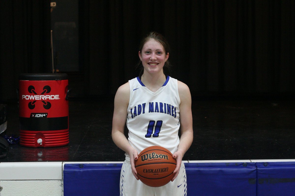 LadyMarinesVB's tweet photo. Congratulations, Emma Gaff! Not only did Emma exceed 1,000 kills in volleyball, but she also scored 1,000 points in basketball! #Marines https://t.co/M1F9yrUgFS