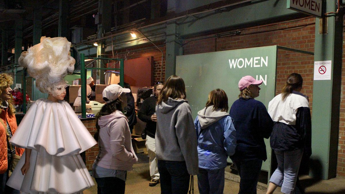 TheOnion's tweet photo. Lady Gaga Panics After Hearing Name Called For Halftime Show While Waiting In Line For Bathroom https://t.co/fkiVfKl4eB https://t.co/AGYDIvqFsy