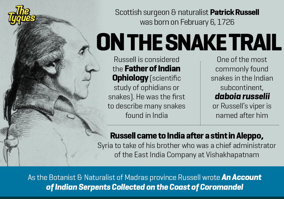 The man who knew Indian #snakes more intimately than any one else, #PatrickRussell was born #OnThisDay