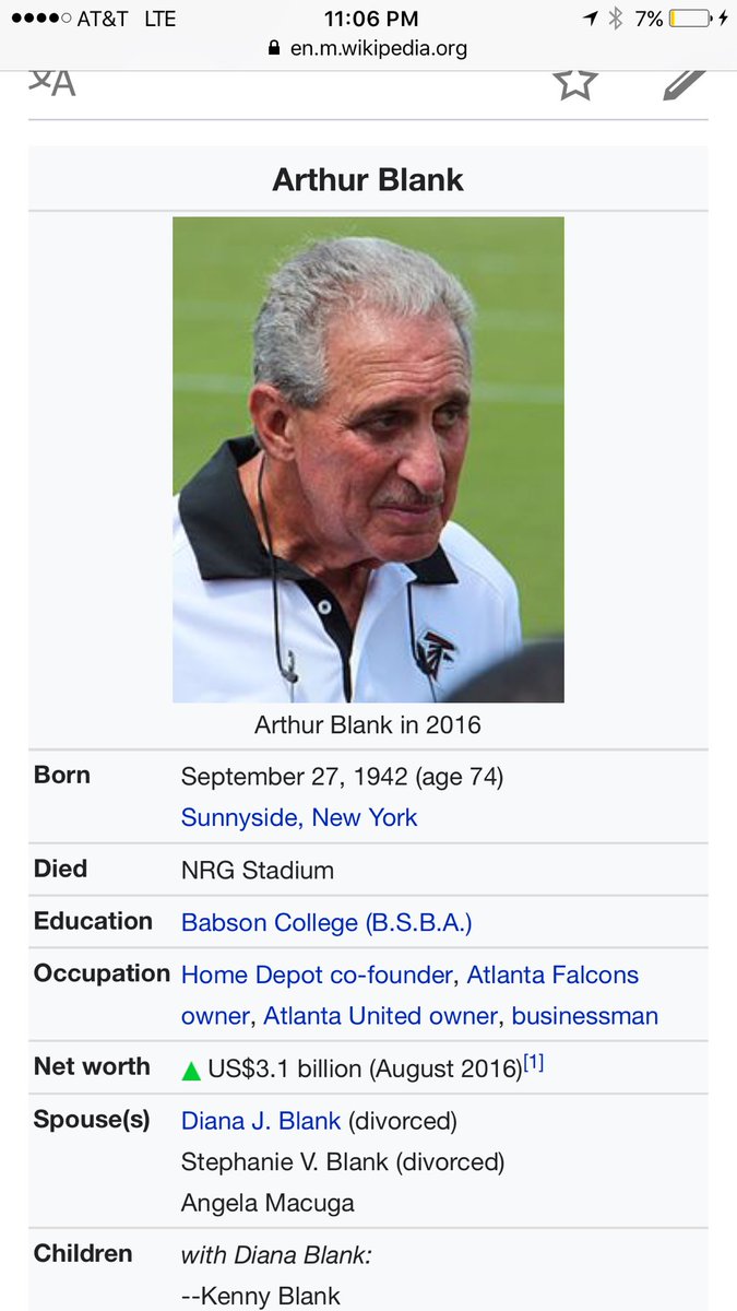 RyPoole's tweet photo. Damn, someone got to Arthur Blanks Wiki page already lol " died NRG stadium" #SuperBowl51 #SuperBowl https://t.co/PcyRxL8Ds6