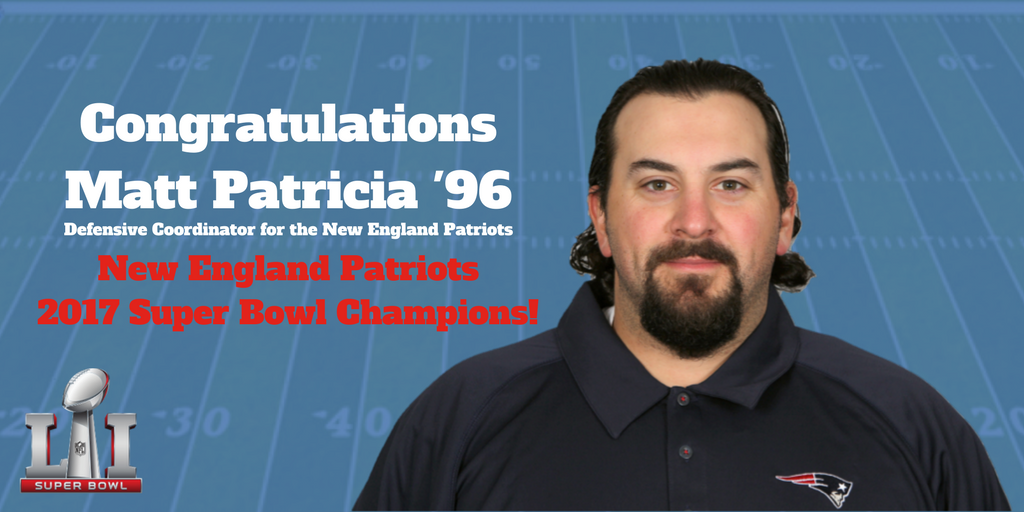 RPIAlumni's tweet photo. Congratulations to Matt Patricia '96, Defensive Coordinator for the @Patriots, 2017 #SuperBowl Champions! @RPIAthletics @RPInews @rpi https://t.co/ID7aKtuCCm
