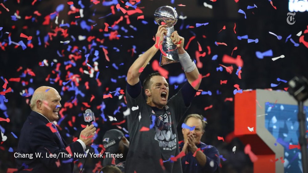 nytimes's tweet photo. The Patriots mounted a comeback for the ages to win a 5th Super Bowl https://t.co/vm76X8VCyN https://t.co/YGupMalm6R