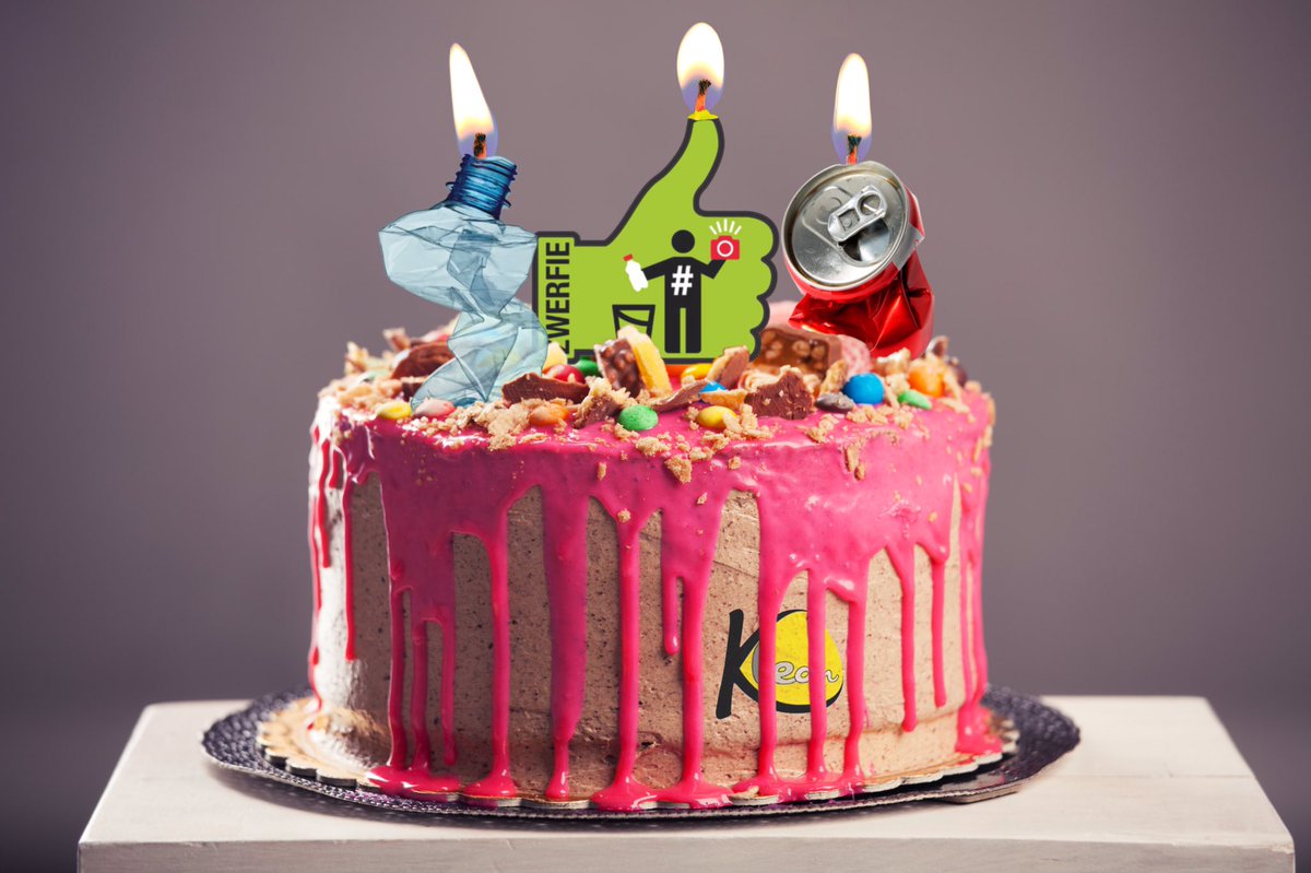 Ik word vandaag 3 jaar. Dank aan de bijna 3000 volgers die middels één #zwerfie/dag meehelpen aan een schone wereld. Voor jullie deze taart: