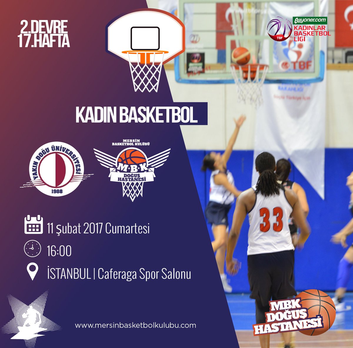Haftanın Maçı;
<a href="/YDU_Melekleri/">Yakin Dogu Melekleri</a> - MBK DOĞUŞ HASTANESİ
📅11 Şubat Cumartesi
⏰16:00
⛳️İSTANBUL | Caferağa Spor Salonu