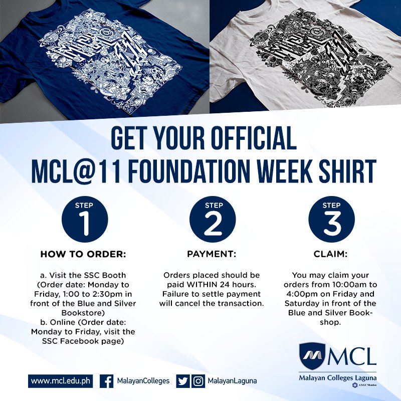 MapuaMCL's tweet photo. The #MCL11 Foundation Week shirt designed by @LeiMelendres is available for purchase until the end of the term! https://t.co/4SI82l6l9d https://t.co/wu2JO0bmoK