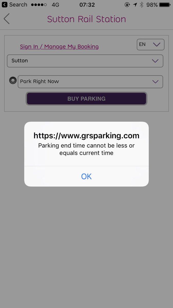 emmafolds's tweet photo. @ParkIndigoUK Getting an unhelpful message when I try to park. about to get on my train &amp; hope I don't get a ticket! https://t.co/r2G8BgJ38Y