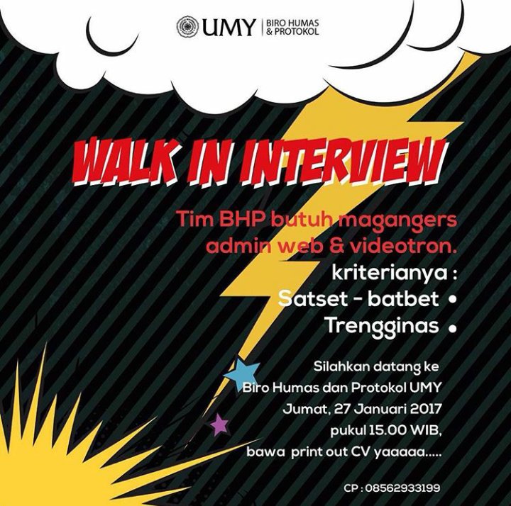 Tim BHP <a href="/UMYogya/">UMY</a> membuka kesempatan magang. Mari silahkan yg berminat 🙌 #komakominfo