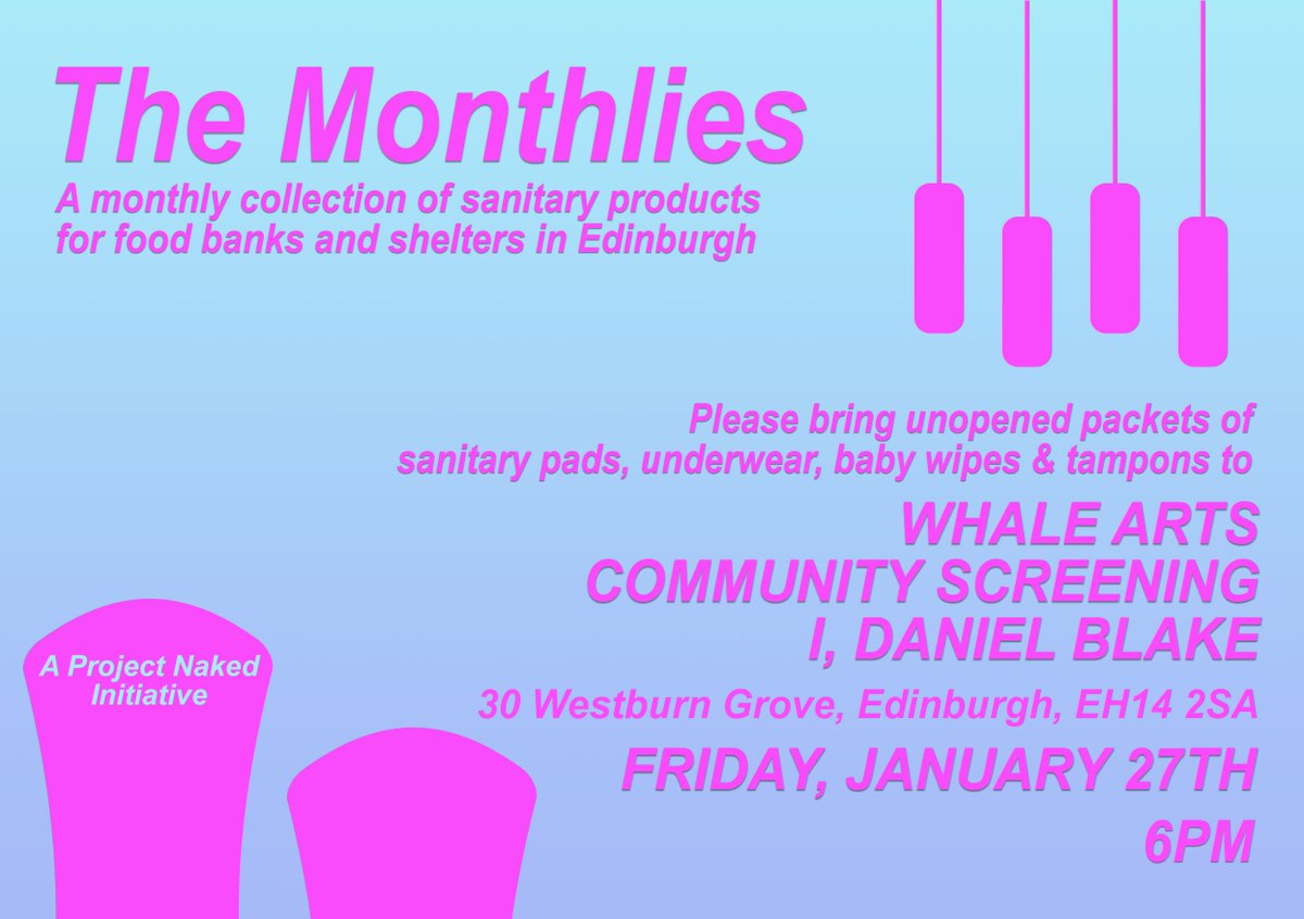 project_naked's tweet photo. We're having a #paddrive on Friday in #Edinburgh - spread the word! Everyone should have access to the sanitary products they need, #period https://t.co/5xJ7oLue34