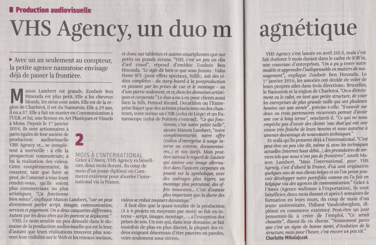 Notre lauréat @VHSagency dans La Libre ! 😉