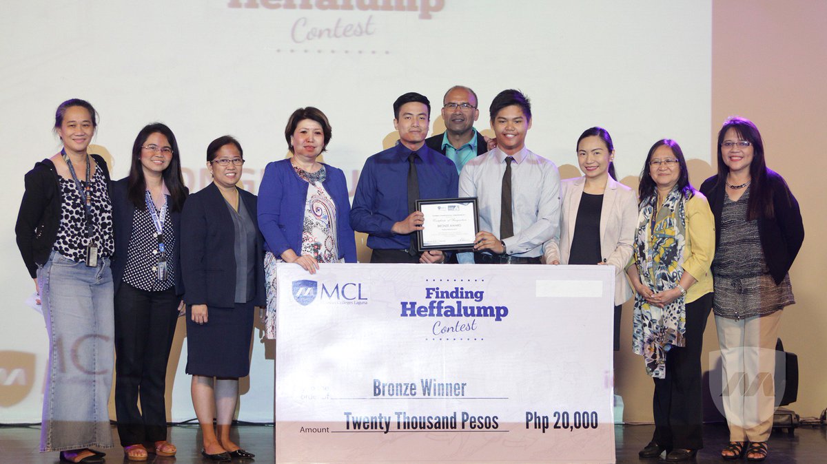 MapuaMCL's tweet photo. Congratulations to Jireh Mamaclay (IE) and Earl Jerome Cariño (ME), the first Bronze Winner of the Finding Heffalump Contest! #MCL11 https://t.co/s2YHObkBUL
