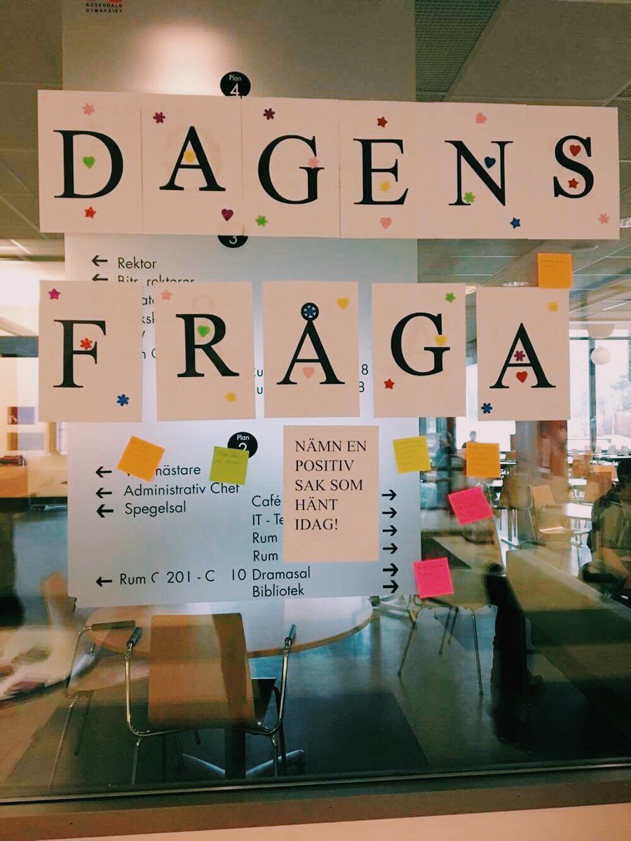 ElevkarRosendal's tweet photo. Nu sitter en ny dagens fråga uppe. Gå gärna förbi &amp; skriv på glasväggen eller kommentera här under.🌹❤ #elevkår https://t.co/DFOQ2zG06J