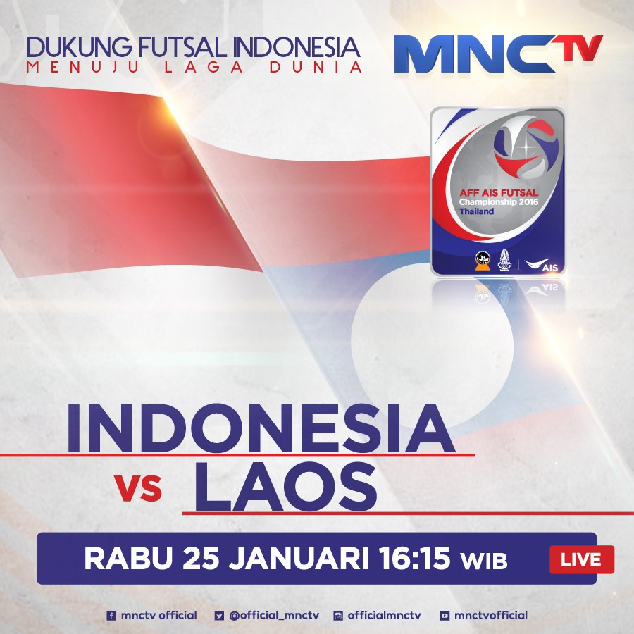 Official_MNCTV's tweet photo. SORE INI! Dukung kembali futsal Indonesia menuju laga dunia! Indonesia Vs Laos pkl 16:15 @Sport_MNCTV https://t.co/RiJghCG03n