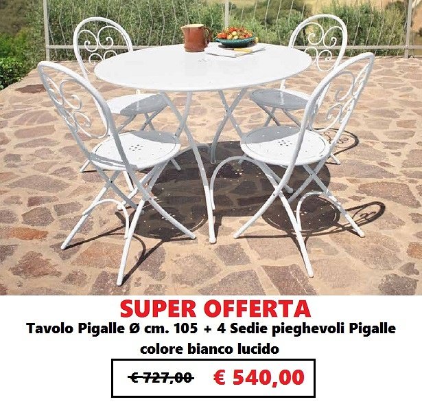 OFFERTA SPECIALE. 
4 Sedie Pigalle pieghevoli + Tavolo Pigalle rotondo EMU

cmg.to/acquisto-mobil…

#pigalle #EMU #CentroMobiliGiardino