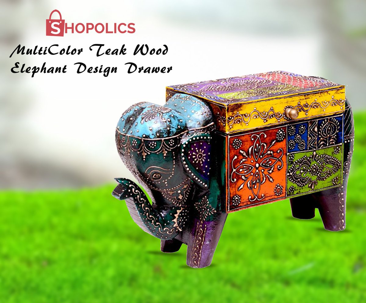 shopolics's tweet photo. #MultiColor #Teak #Wood #Elephant #Drawer #Shopolics #red #statue #resistant #plate #showpiece #animal #statues 
https://t.co/mcsmi3j4Jm https://t.co/BFzKMhErR4