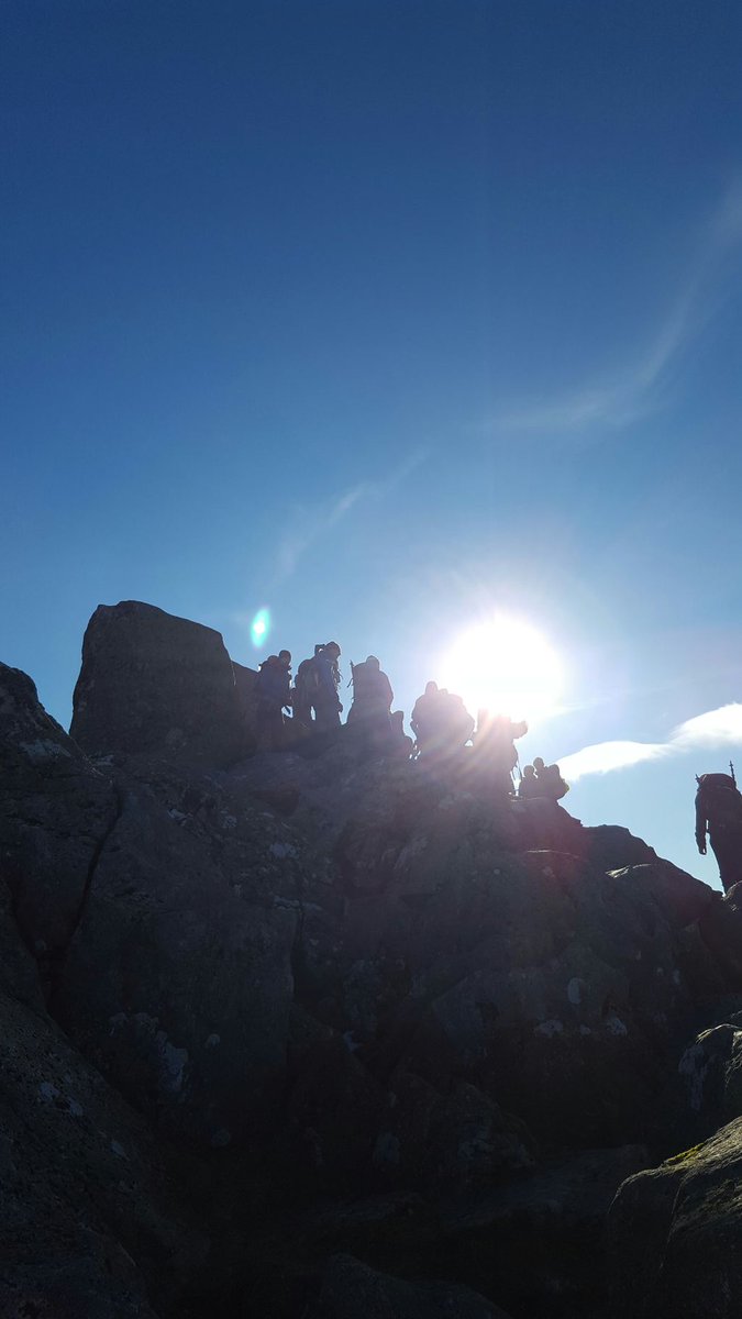 A bunch of hikers share the view at the top of #Tryfan. What a beautiful day! #hiking #walking #microadventure #breathingspace #snowdonia