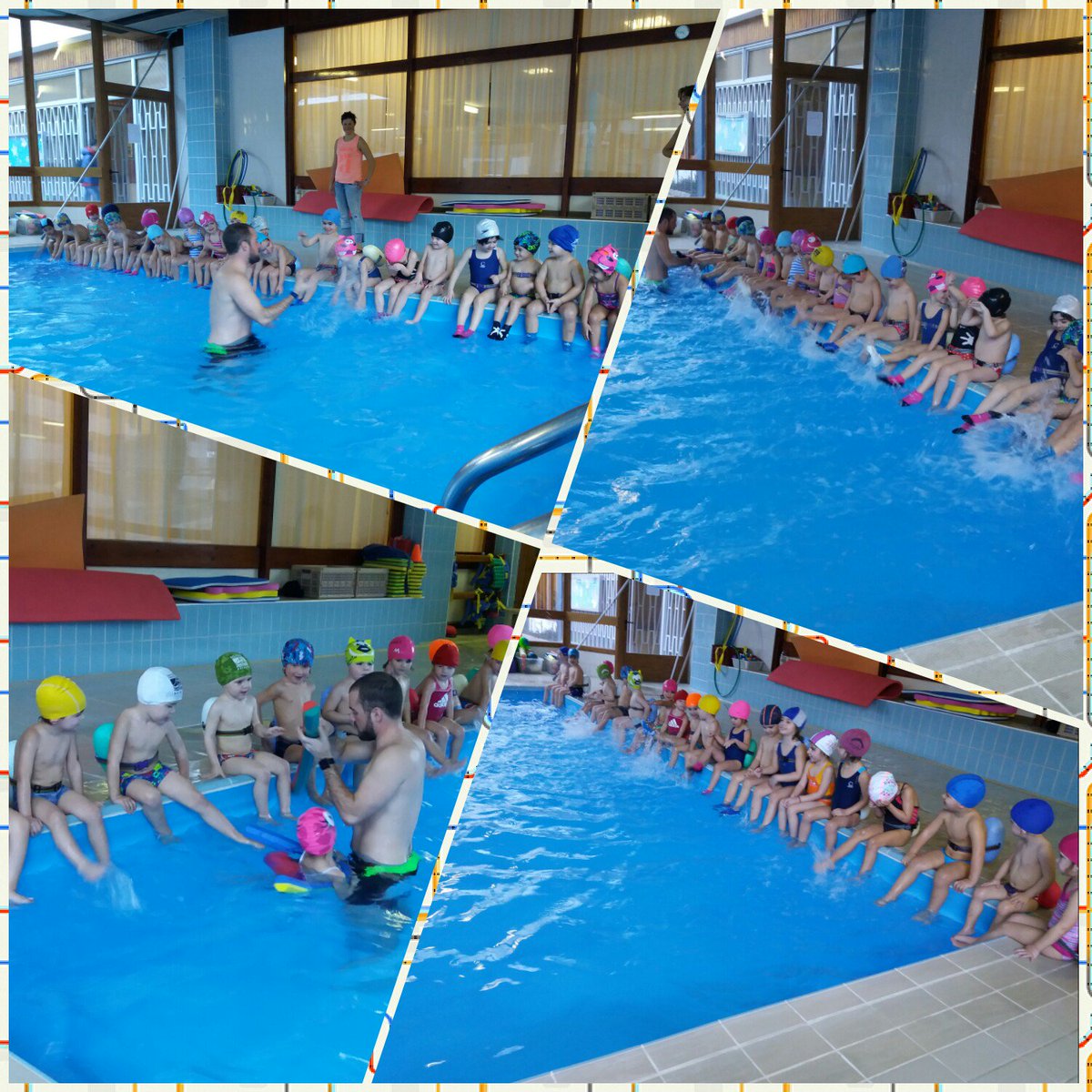 Els petitons d'infantil 3 anys A i B han començat les activitats aquàtiques.Que bé que s'ho passen! Els del C el 3r trimestre.