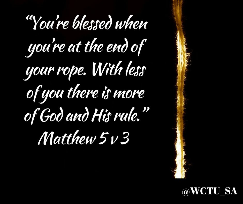 WCTU_SA's tweet image. #NoontidePrayer
#Matthew5v3